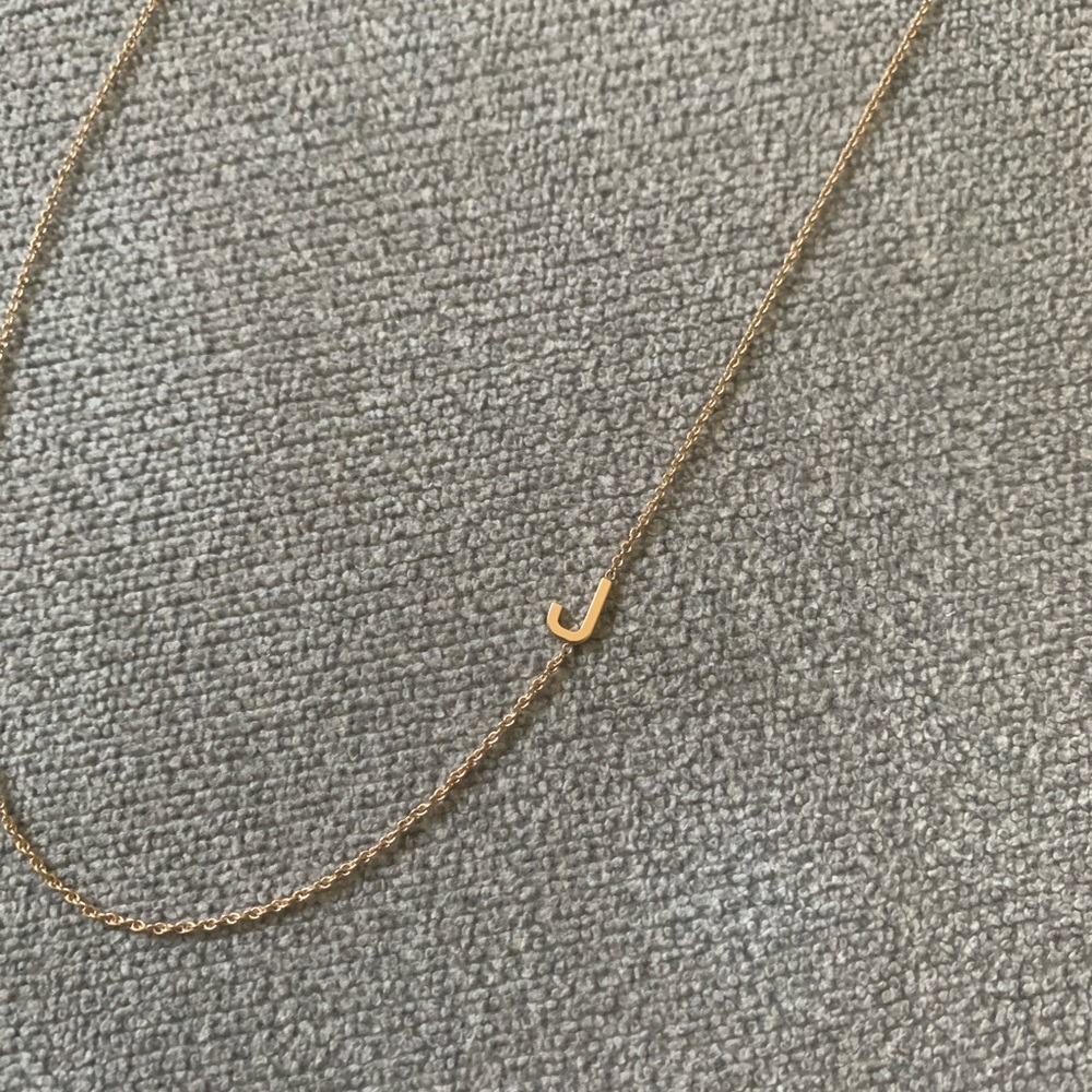 BYCHARI fine 14k gold initial necklace 18” J